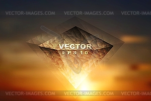 Abstract shiny diamond on sky background - vector clip art