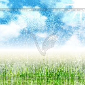 Grunge nature landscape background - vector clip art