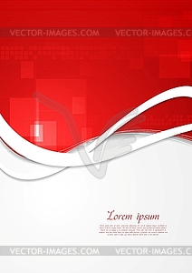 Bright red wavy technology design - vector clip art