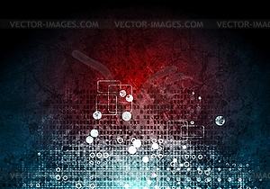 Grunge hi-tech red blue background - vector clipart