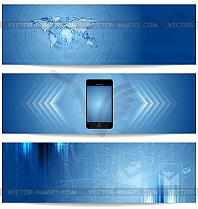 Blue abstract tech banners for web design - vector clip art