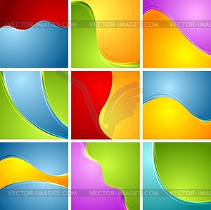 Abstract bright wavy backgrounds set - vector clip art