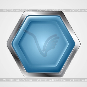 Синий и металлический форма шестиугольника логотип - изображение векторного клипарта