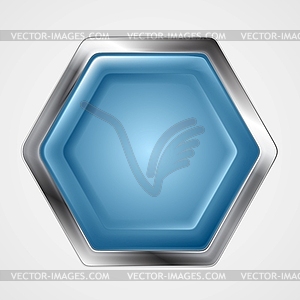 Blue and metallic hexagon shape logo - vector clipart