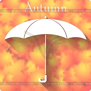 Umbrella icon on autumn background - vector image