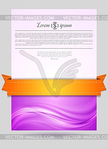 Wavy flyer design with orange ribbon - color vector clipart