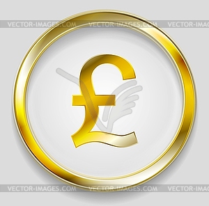 Concept golden pound symbol logo button - vector clip art