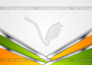 Silver metallic lines, orange green background - vector clipart