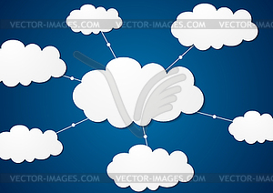 Clouds server communication tech design - vector clipart / vector image