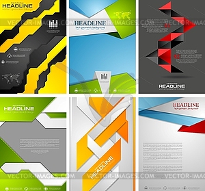 Set of bright tech flyer templates design - vector clip art