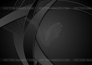 Black corporate abstract wavy background - vector image