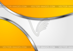 Abstract bright orange background with silver waves - stock vector clipart