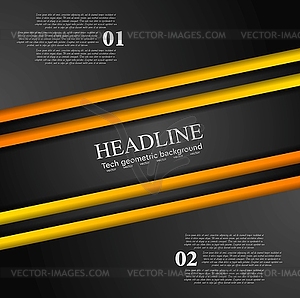 Abstract contrast orange black tech background - vector image