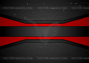 Contrast red black tech abstract background - vector image