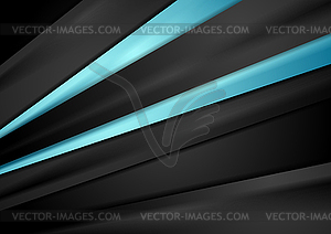 Black tech background with blue smooth stripes - royalty-free vector image