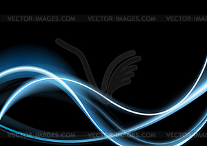 Blue glowing retro neon waves background - vector image