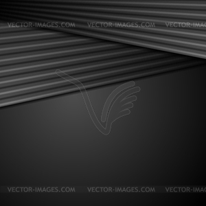 Black abstract tech background with smooth stripes - vector image