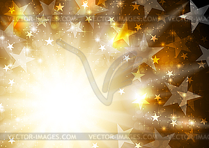 Glowing orange golden background with stars and - vector clipart