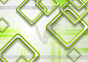 Abstract green squares tech grunge background - vector clipart