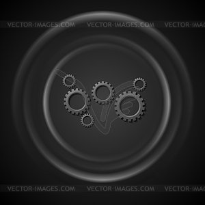 Black gears mechanism and smooth circles - vector clip art