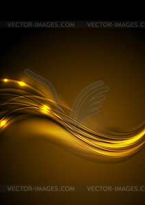 Golden smooth glowing luminous waves background - vector image