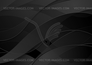 Abstract black waves background - vector clip art