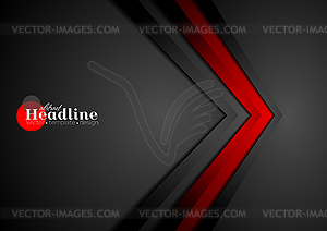 Red and black contrast tech arrows background - vector image