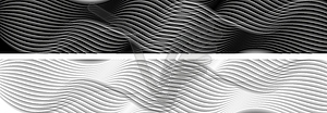 Abstract black and white wavy banners - vector clipart