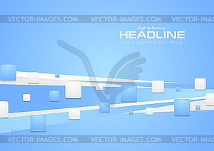 Blue abstract tech minimal geometric background - vector clipart