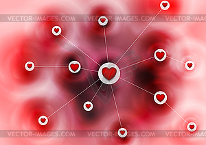 Online dating communication with hearts background - vector clipart / vector image