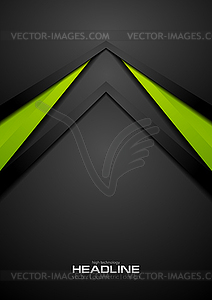 Green and black contrast tech arrows background - vector image