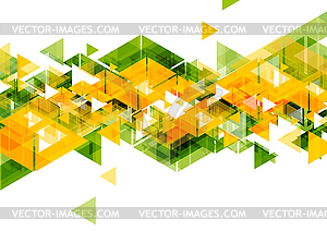 Orange green triangles abstract geometrical design - vector image