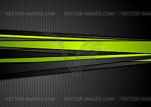 Tech black background with contrast green stripes - vector clip art
