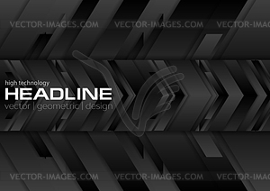 Black abstract tech arrows background - vector image