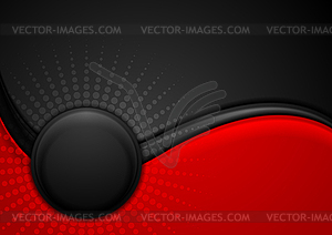 Black and red wavy background with circle - vector clipart / vector image