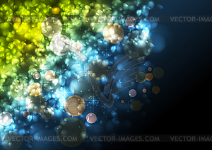 Green and blue festive abstract luminous particles - vector image