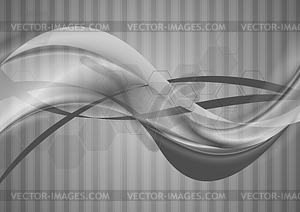 Grey abstract tech wavy background - vector clip art