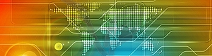 Hi-tech banner with dotted map - royalty-free vector image