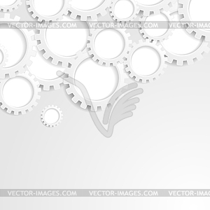 Abstract grey tech paper gears mechanism - vector clip art