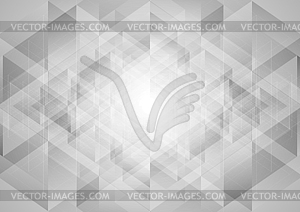 Grey abstract tech low poly triangles background - vector clip art