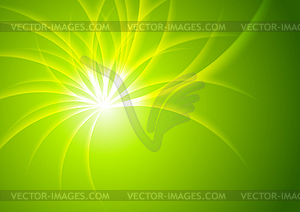 Green shiny abstract beams background - vector clipart