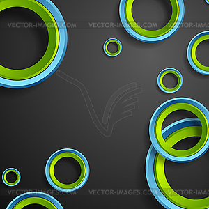 Green and blue circles geometric background - vector clipart