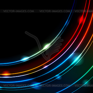 Neon glowing arc lines abstract background - vector clipart