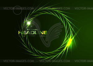 Dark green neon effect rings logo background - stock vector clipart