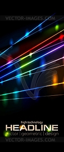 Retro neon glowing colorful laser beams flyer cover - vector image