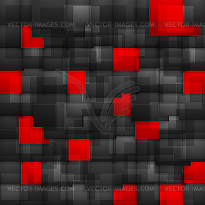 Технический фон с красными и черными контрастными квадратами - векторный клипарт / векторное изображение