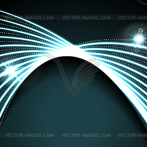 Neon glowing blue abstract shiny waves background - vector image