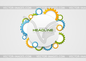 Abstract tech colorful gears and blank circle - vector clipart