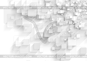 Abstract grey tech geometric squares background - vector image