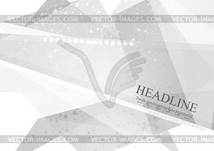 Abstract grey polygonal background with DNA - vector image